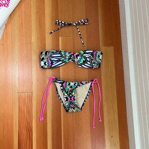 Mara Hoffman Neon Print Bandeau Bikini Top L